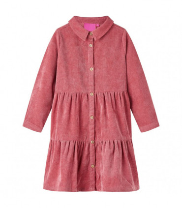 Kids' Dress with Long Sleeves Corduroy Old Pink 116