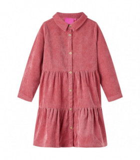 Kids' Dress with Long Sleeves Corduroy Old Pink 92