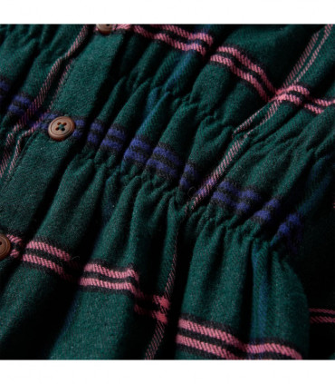 Kids' Dress with Long Sleeves and Ruffles Dark Green 128