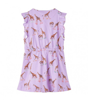 Kids' Dress with Ruffle Sleeves and Drawstring Lila 104