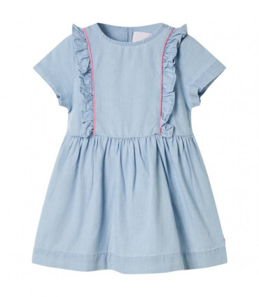 Kids' Dress with Ruffles Soft Blue 104