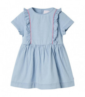 Kids' Dress with Ruffles Soft Blue 128