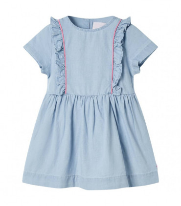 Kids' Dress with Ruffles Soft Blue 128