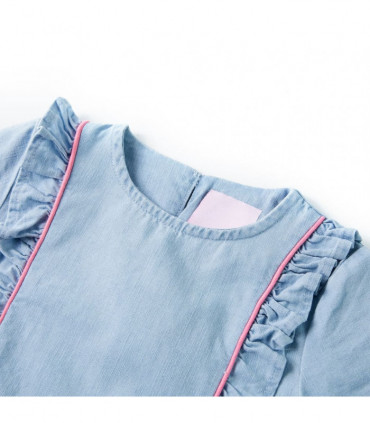 Kids' Dress with Ruffles Soft Blue 140