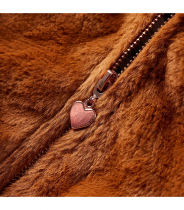 Kids' Hooded Jacket Faux Fur Cognac 104