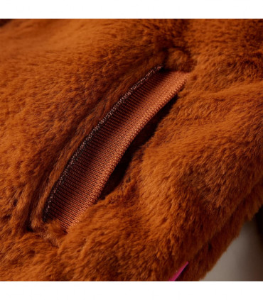 Kids' Hooded Jacket Faux Fur Cognac 104