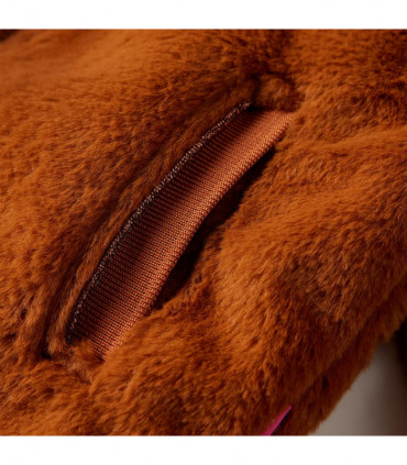 Kids' Hooded Jacket Faux Fur Cognac 128