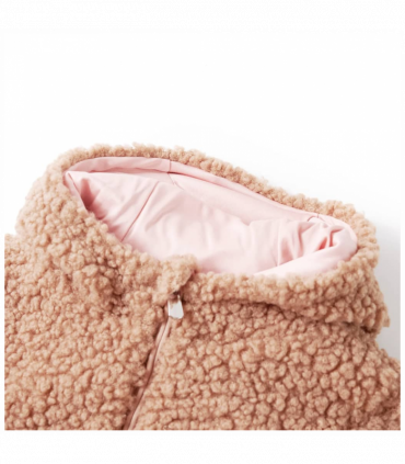 Kids' Hooded Jacket Teddy Faux Fur Light Cognac 104