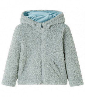 Kids' Hooded Jacket Teddy Faux Fur Mint Green 128