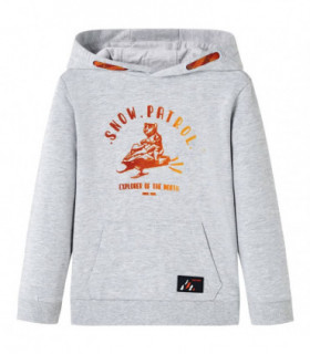 Kids' Hooded Sweatshirt Grey Melange and Orange 128