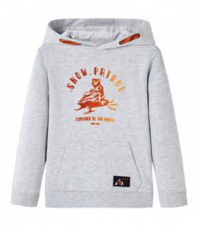 Kids' Hooded Sweatshirt Grey Melange and Orange 140
