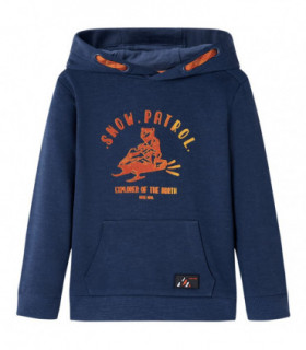 Kids' Hooded Sweatshirt Navy Melange and Orange 104