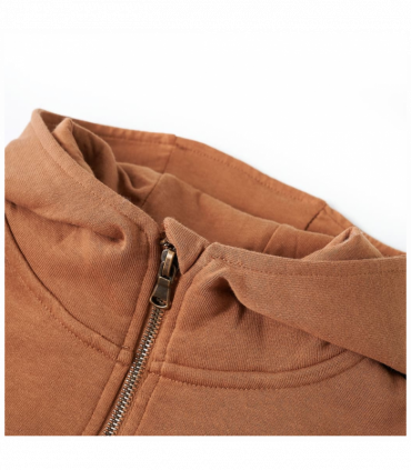 Kids' Hooded Sweatshirt with Half Zip Anthracite and Cognac 104