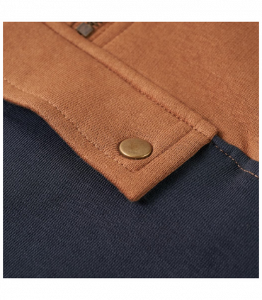 Kids' Hooded Sweatshirt with Half Zip Anthracite and Cognac 104