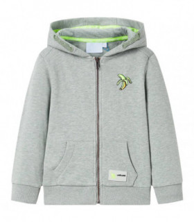 Kids' Hooded Sweatshirt with Zip Light Khaki Melange 116