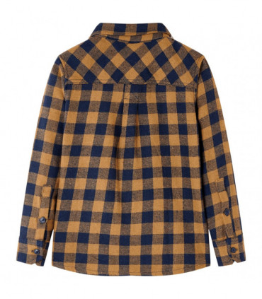Kids' Plaid Shirt Cognac and Blue 116