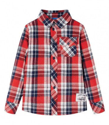 Kids' Plaid Shirt Red and Navy 116