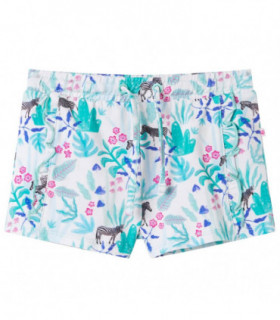 Kids' Shorts with Drawstring Ecru and Dark Mint 128