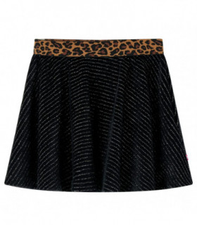 Kids' Skirt with Leopard Waistband Black 128