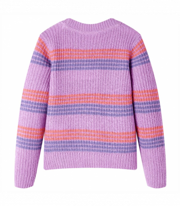 Kids' Sweater Stripes Knitted Lilac and Pink 128