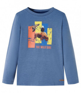 Kids' T-shirt with Long Sleeves Blue Melange 128