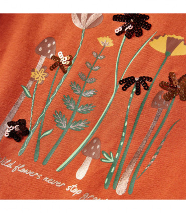 Kids' T-shirt with Long Sleeves Burnt Orange 104