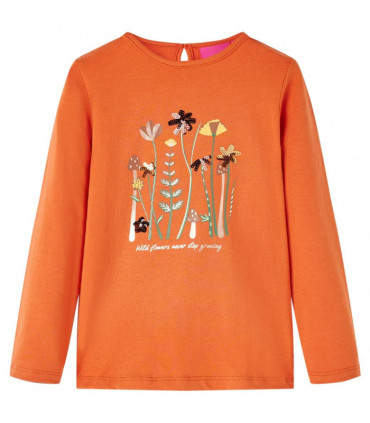 Kids' T-shirt with Long Sleeves Burnt Orange 116