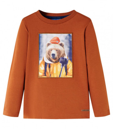 Kids' T-shirt with Long Sleeves Burnt Orange 128