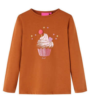 Kids' T-shirt with Long Sleeves Cognac 116