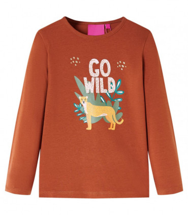 Kids' T-shirt with Long Sleeves Cognac 128