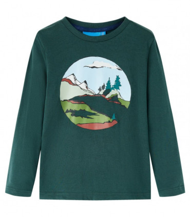 Kids' T-shirt with Long Sleeves Dark Green 104