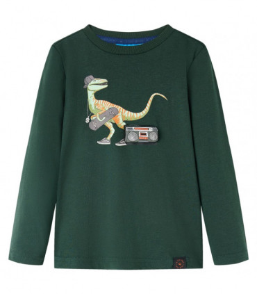 Kids' T-shirt with Long Sleeves Dark Green 92