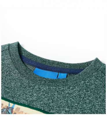 Kids' T-shirt with Long Sleeves Dark Green Melange 128