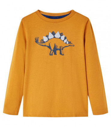 Kids' T-shirt with Long Sleeves Dark Ochre 92