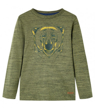 Kids' T-shirt with Long Sleeves Khaki Melange 104