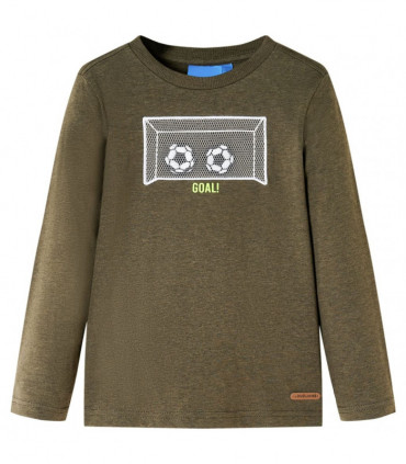 Kids' T-shirt with Long Sleeves Khaki Melange 116