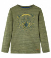 Kids' T-shirt with Long Sleeves Khaki Melange 128