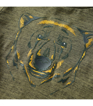 Kids' T-shirt with Long Sleeves Khaki Melange 128