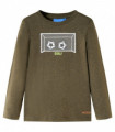 Kids' T-shirt with Long Sleeves Khaki Melange 128