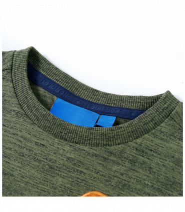 Kids' T-shirt with Long Sleeves Khaki Melange 128
