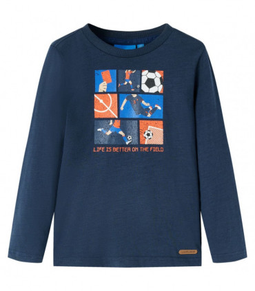 Kids' T-shirt with Long Sleeves Navy Melange 104