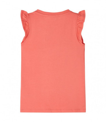 Kids' T-shirt with Ruffle Sleeves Coral 140