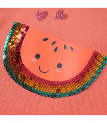 Kids' T-shirt with Ruffle Sleeves Coral 140