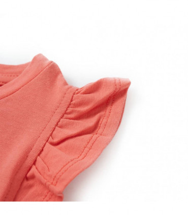 Kids' T-shirt with Ruffle Sleeves Coral 140