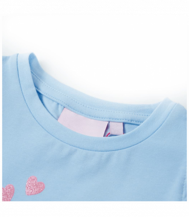 Kids' T-shirt with Ruffle Sleeves Light Blue 116