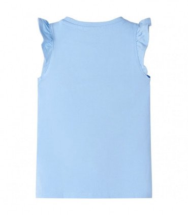 Kids' T-shirt with Ruffle Sleeves Light Blue 140