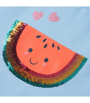 Kids' T-shirt with Ruffle Sleeves Light Blue 140