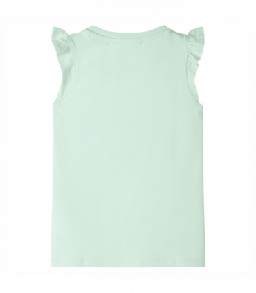 Kids' T-shirt with Ruffle Sleeves Soft Green 128