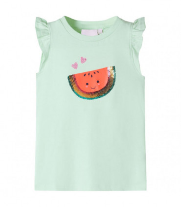 Kids' T-shirt with Ruffle Sleeves Soft Green 92
