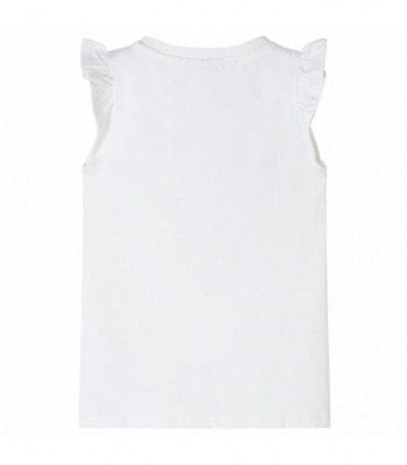 Kids' T-shirt with Ruffle Sleeves White 140